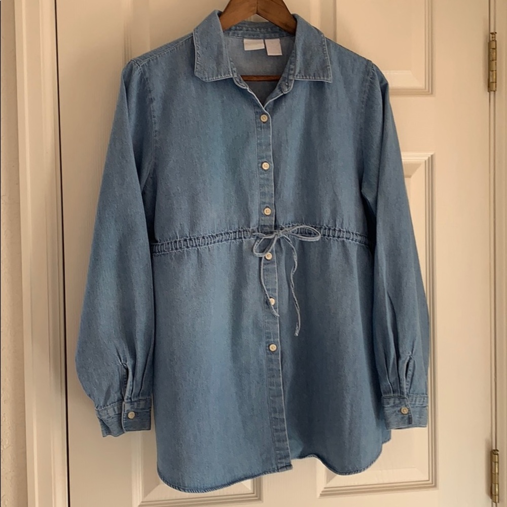 In Due Time denim maternity shirt